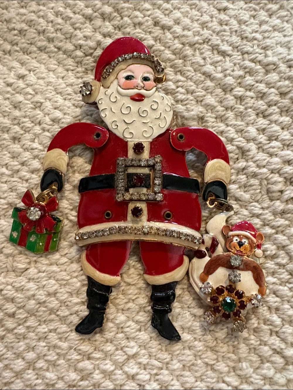 Lunch at the Ritz LATR 2GO Festive Red Santa Brooch with Gem Accents